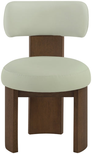 Meridian Furniture Atelier Art Deco Vegan Leather Dining Chair with Walnut Frame Sculptural Design 88085Mint-C