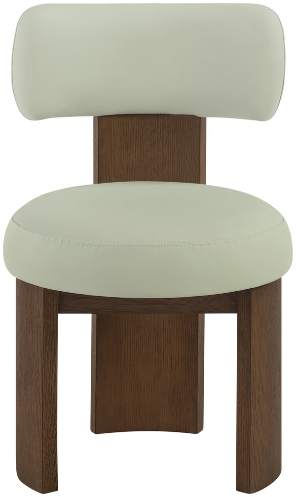 Meridian Furniture Atelier Art Deco Vegan Leather Dining Chair with Walnut Frame Sculptural Design 88085Mint-C