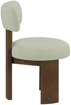 Meridian Furniture Atelier Art Deco Vegan Leather Dining Chair with Walnut Frame Sculptural Design 88085Mint-C