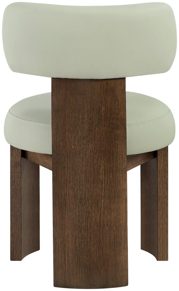 Meridian Furniture Atelier Art Deco Vegan Leather Dining Chair with Walnut Frame Sculptural Design 88085Mint-C