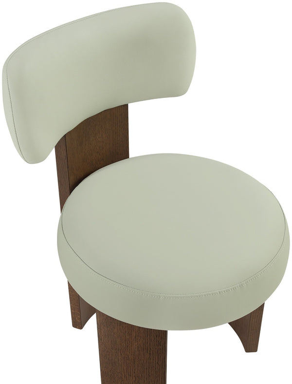Meridian Furniture Atelier Art Deco Vegan Leather Dining Chair with Walnut Frame Sculptural Design 88085Mint-C