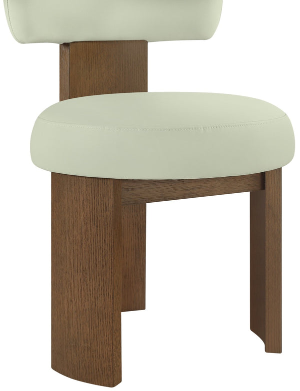 Meridian Furniture Atelier Art Deco Vegan Leather Dining Chair with Walnut Frame Sculptural Design 88085Mint-C