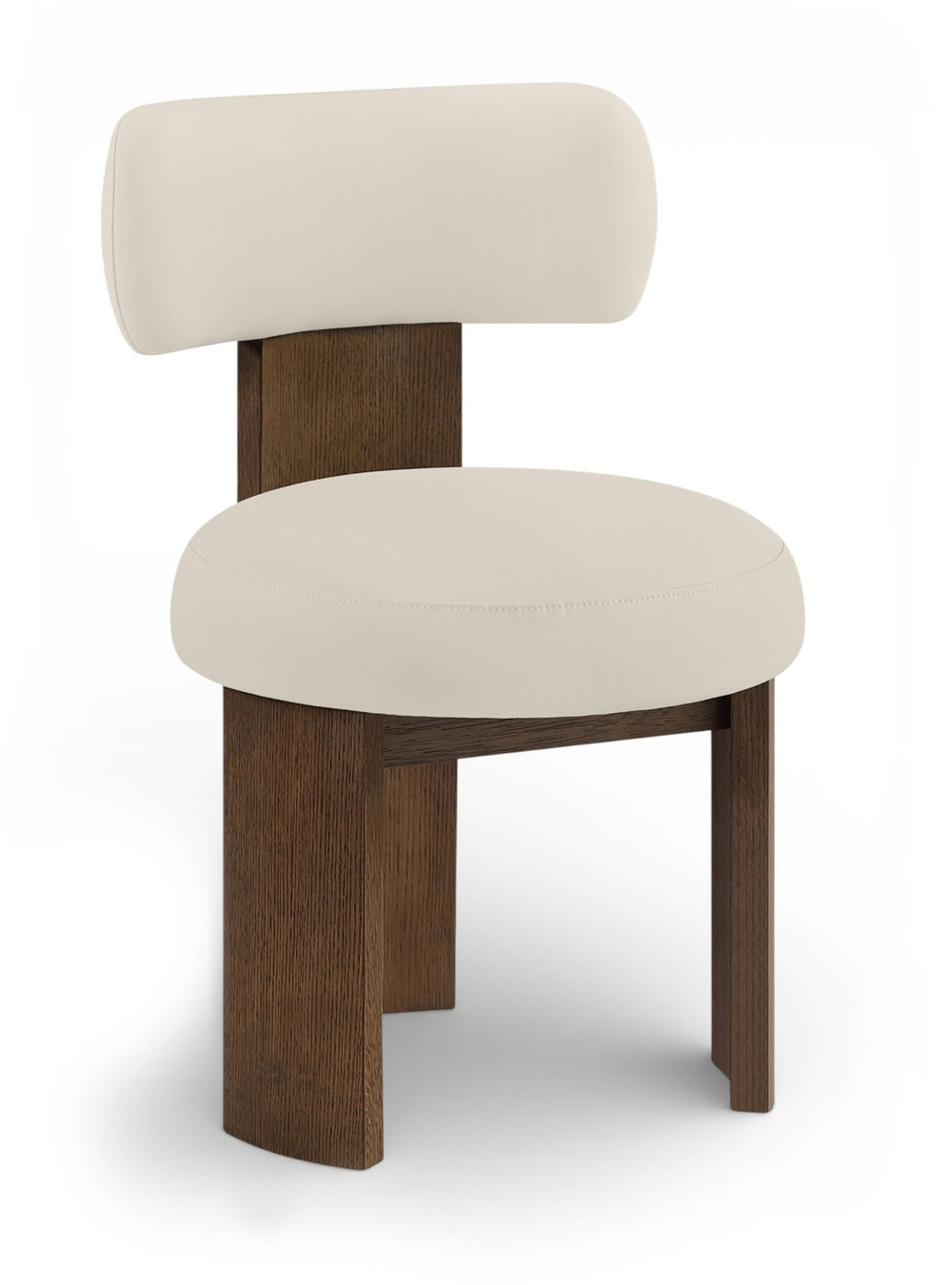 Meridian Furniture Atelier Art Deco Sculpted Vegan Leather Dining Chair with Walnut Finish Frame 88085Taupe-C