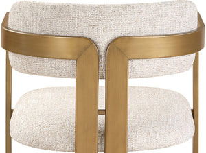 Meridian Furniture Aurum Beige Linen Weave Dining Chair with Sculptural Brass Iron Frame 88088Beige-C