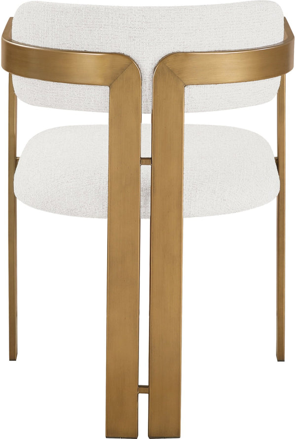 Meridian Furniture Aurum Cream Linen Upholstered Dining Chair with Sculptural Brushed Brass Iron Frame 88088Cream-C