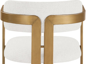 Meridian Furniture Aurum Cream Linen Upholstered Dining Chair with Sculptural Brushed Brass Iron Frame 88088Cream-C