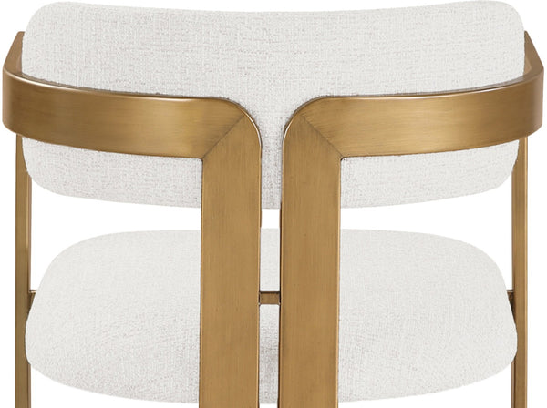 Meridian Furniture Aurum Cream Linen Upholstered Dining Chair with Sculptural Brushed Brass Iron Frame 88088Cream-C