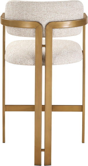 Meridian Furniture Aurum Beige Upholstered Counter Stool with Brushed Brass Frame for Kitchen Islands 88089Beige-C