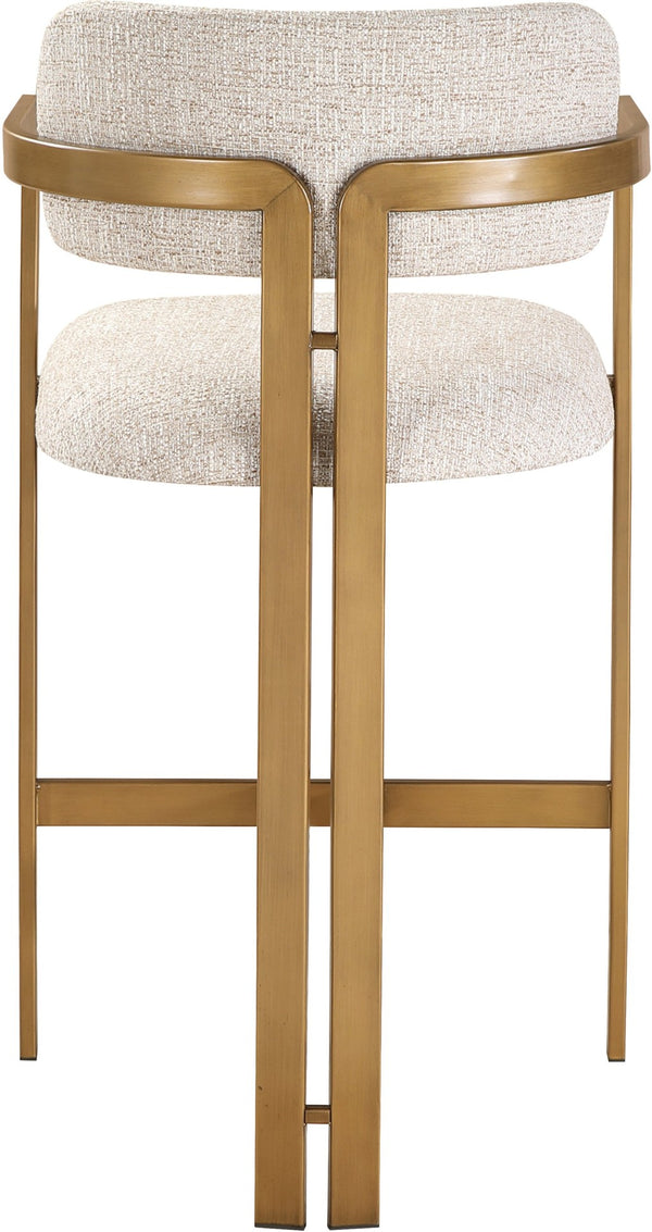 Meridian Furniture Aurum Beige Upholstered Counter Stool with Brushed Brass Frame for Kitchen Islands 88089Beige-C