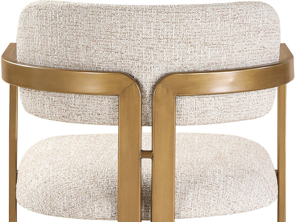 Meridian Furniture Aurum Beige Upholstered Counter Stool with Brushed Brass Frame for Kitchen Islands 88089Beige-C
