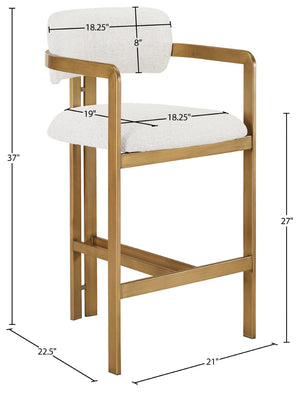Meridian Furniture Aurum Cream Linen Seat Brushed Brass Frame Counter Stool for Kitchen Island 88089Cream-C