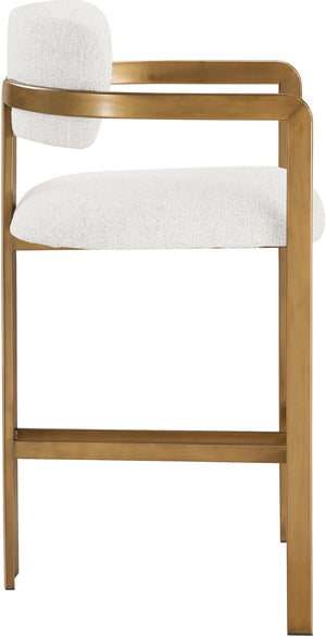 Meridian Furniture Aurum Cream Linen Seat Brushed Brass Frame Counter Stool for Kitchen Island 88089Cream-C