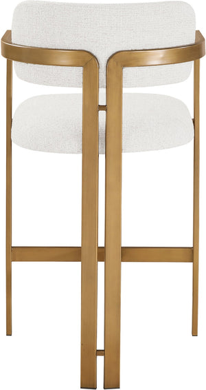 Meridian Furniture Aurum Cream Linen Seat Brushed Brass Frame Counter Stool for Kitchen Island 88089Cream-C