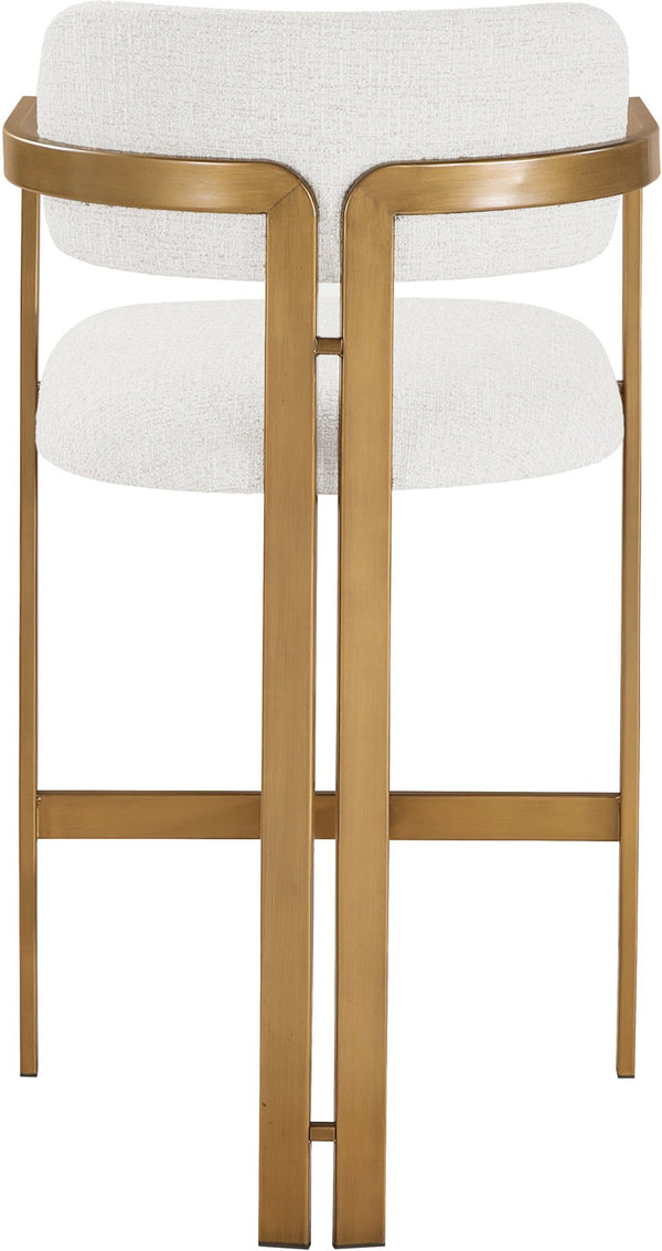 Meridian Furniture Aurum Cream Linen Seat Brushed Brass Frame Counter Stool for Kitchen Island 88089Cream-C