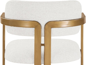 Meridian Furniture Aurum Cream Linen Seat Brushed Brass Frame Counter Stool for Kitchen Island 88089Cream-C