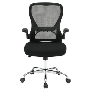 OSP Home Furnishings Mesh Back Ergonomic Office Chair with Lumbar Support Flip up Arms and Foam Seat Cushion Black EM96809C-3