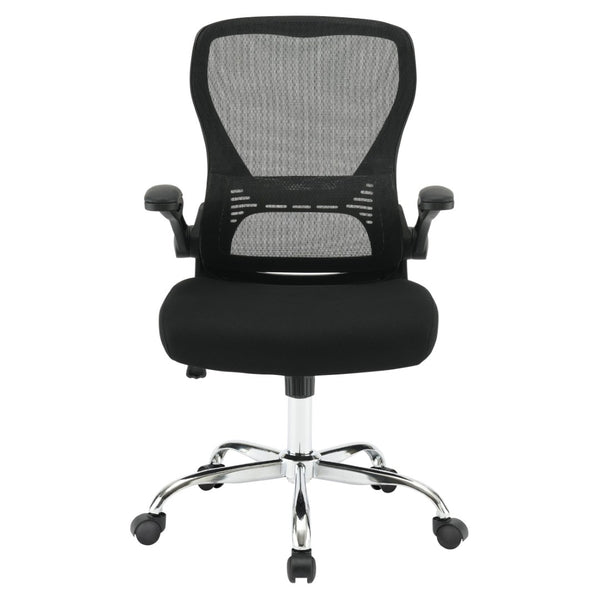 OSP Home Furnishings Mesh Back Ergonomic Office Chair with Lumbar Support Flip up Arms and Foam Seat Cushion Black EM96809C-3