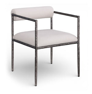 Meridian Furniture Axis Beige Linen Upholstered Dining Chair with Forged Iron Base Modern Style 88090Beige-C