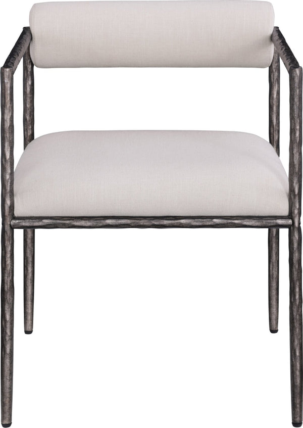 Meridian Furniture Axis Beige Linen Upholstered Dining Chair with Forged Iron Base Modern Style 88090Beige-C