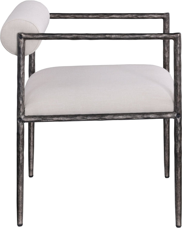 Meridian Furniture Axis Beige Linen Upholstered Dining Chair with Forged Iron Base Modern Style 88090Beige-C