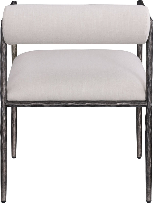 Meridian Furniture Axis Beige Linen Upholstered Dining Chair with Forged Iron Base Modern Style 88090Beige-C