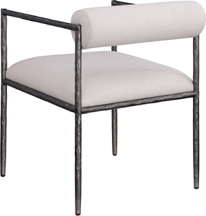 Meridian Furniture Axis Beige Linen Upholstered Dining Chair with Forged Iron Base Modern Style 88090Beige-C