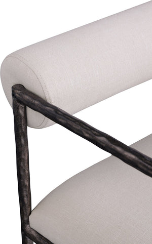 Meridian Furniture Axis Beige Linen Upholstered Dining Chair with Forged Iron Base Modern Style 88090Beige-C