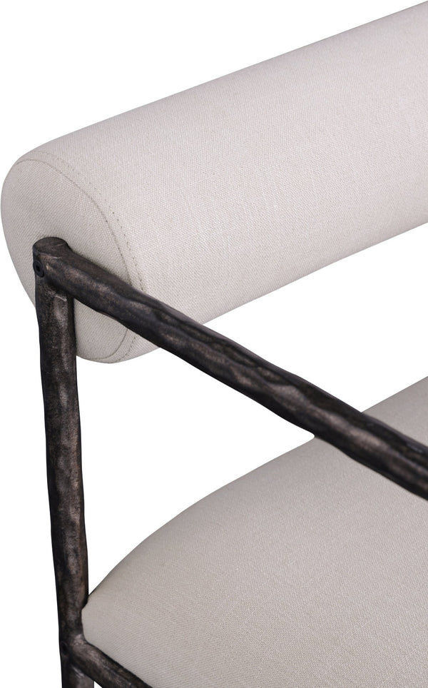 Meridian Furniture Axis Beige Linen Upholstered Dining Chair with Forged Iron Base Modern Style 88090Beige-C