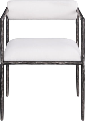 Meridian Furniture Axis Linen Upholstered Dining Chair with Forged Iron Frame for Modern Farmhouse Rooms 88090Cream-C
