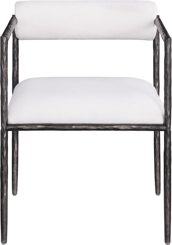 Meridian Furniture Axis Linen Upholstered Dining Chair with Forged Iron Frame for Modern Farmhouse Rooms 88090Cream-C