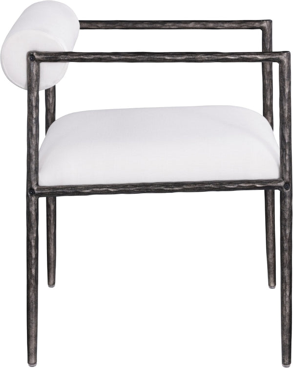 Meridian Furniture Axis Linen Upholstered Dining Chair with Forged Iron Frame for Modern Farmhouse Rooms 88090Cream-C