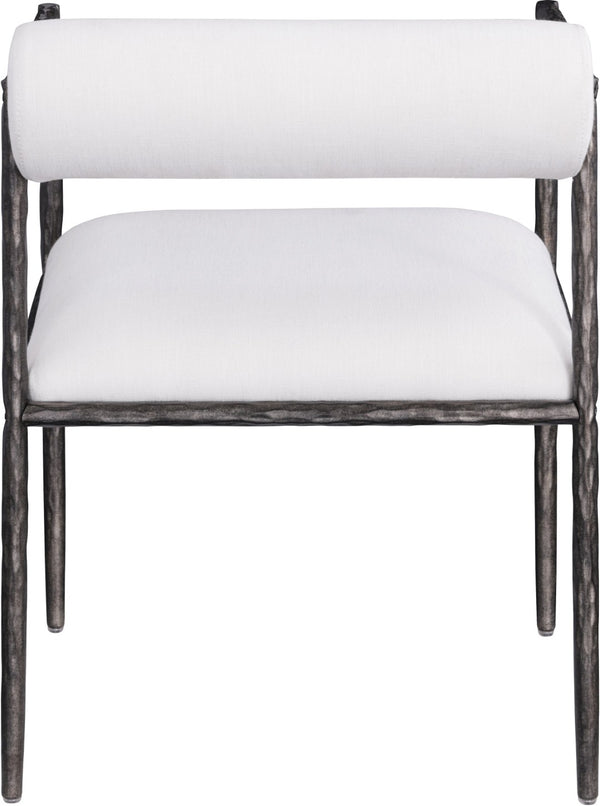 Meridian Furniture Axis Linen Upholstered Dining Chair with Forged Iron Frame for Modern Farmhouse Rooms 88090Cream-C