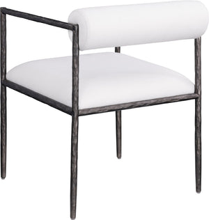 Meridian Furniture Axis Linen Upholstered Dining Chair with Forged Iron Frame for Modern Farmhouse Rooms 88090Cream-C