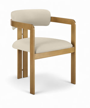 Meridian Furniture Aurum Beige Vegan Leather Dining Chair with Brushed Brass Frame Contemporary 88091Beige-C
