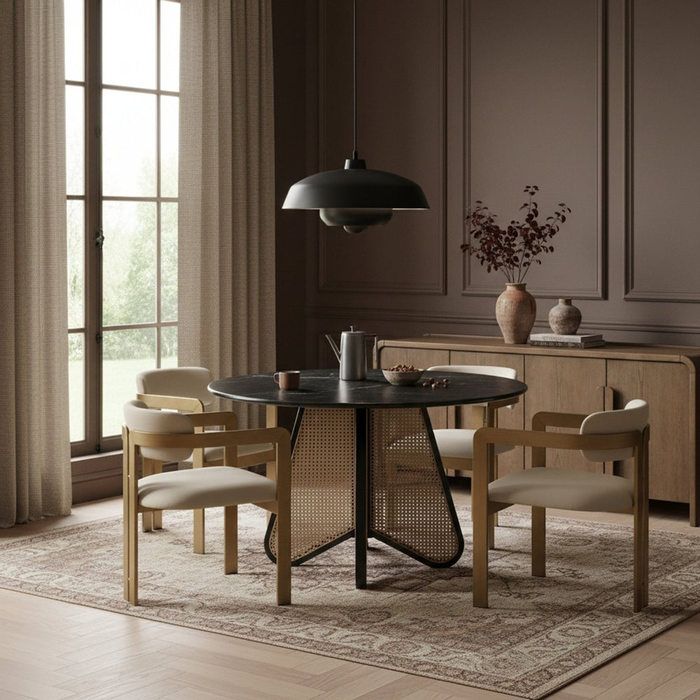 Meridian Furniture Aurum Beige Vegan Leather Dining Chair with Brushed Brass Frame Contemporary 88091Beige-C