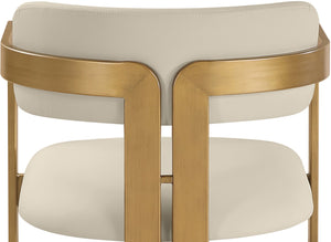 Meridian Furniture Aurum Beige Vegan Leather Dining Chair with Brushed Brass Frame Contemporary 88091Beige-C