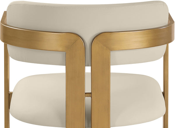 Meridian Furniture Aurum Beige Vegan Leather Dining Chair with Brushed Brass Frame Contemporary 88091Beige-C