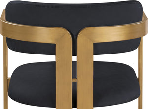 Meridian Furniture Aurum Sculptural Vegan Leather Dining Chair with Warm Brushed Brass Iron Frame 88091Black-C