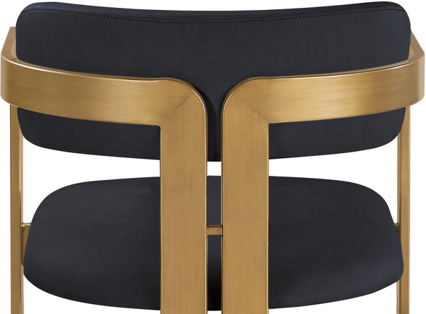 Meridian Furniture Aurum Sculptural Vegan Leather Dining Chair with Warm Brushed Brass Iron Frame 88091Black-C