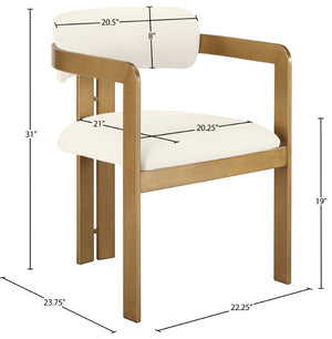Meridian Furniture Aurum Vegan Leather Dining Chair with Brushed Brass Frame for Modern Interiors 88091Cream-C