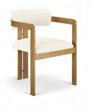 Meridian Furniture Aurum Vegan Leather Dining Chair with Brushed Brass Frame for Modern Interiors 88091Cream-C