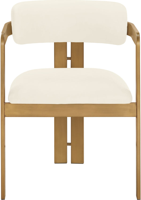 Meridian Furniture Aurum Vegan Leather Dining Chair with Brushed Brass Frame for Modern Interiors 88091Cream-C