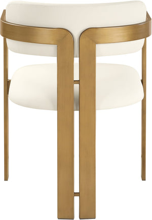 Meridian Furniture Aurum Vegan Leather Dining Chair with Brushed Brass Frame for Modern Interiors 88091Cream-C