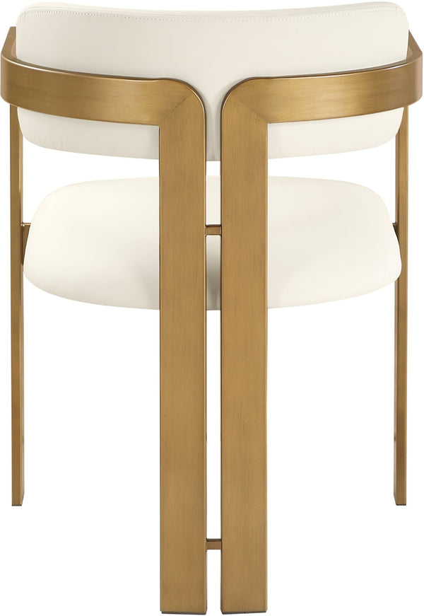 Meridian Furniture Aurum Vegan Leather Dining Chair with Brushed Brass Frame for Modern Interiors 88091Cream-C