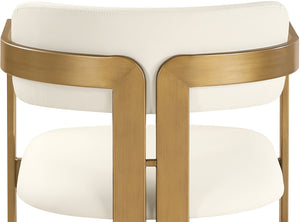 Meridian Furniture Aurum Vegan Leather Dining Chair with Brushed Brass Frame for Modern Interiors 88091Cream-C