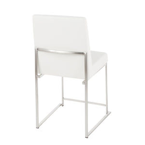 English Elm High Back Fuji Contemporary Dining Chair Set - Stylish White Faux Leather & Stainless Steel Design B202P223565