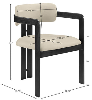 Meridian Furniture Aurum Vegan Leather Dining Chair with Graphite Iron Frame Modern Sculptural 88093Beige-C