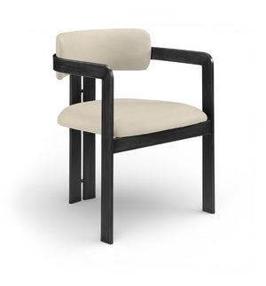 Meridian Furniture Aurum Vegan Leather Dining Chair with Graphite Iron Frame Modern Sculptural 88093Beige-C