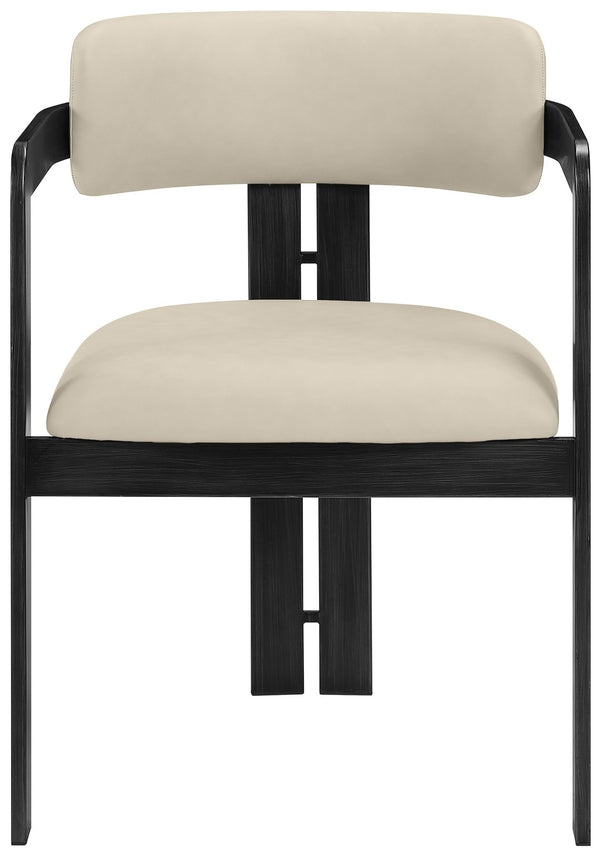 Meridian Furniture Aurum Vegan Leather Dining Chair with Graphite Iron Frame Modern Sculptural 88093Beige-C