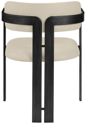 Meridian Furniture Aurum Vegan Leather Dining Chair with Graphite Iron Frame Modern Sculptural 88093Beige-C